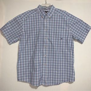 Ariat Pro Series XL Blue Check Button Down Short Sleeve Shirt (A2)